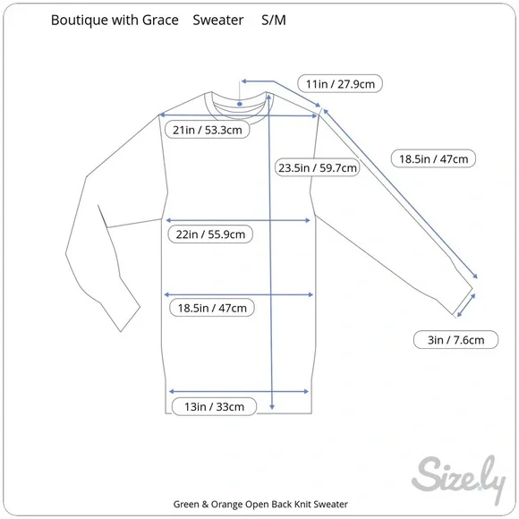 NWT Gorgeous Orange & Green Striped V-Neck Open Back Knit Sweater - Picture 7 of 8